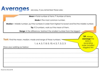 Averages rules and task sheet Year 6 challenge task 