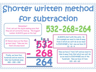 Shorter written method for subtraction