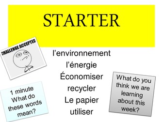 FRENCH GCSE THE ENVIRONMENT