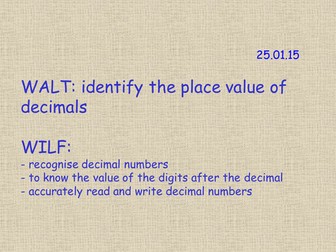 Year 4 - Identify the place value of decimals