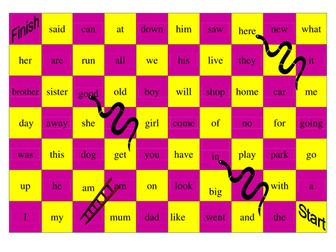 High Frequency words Snakes and Ladders