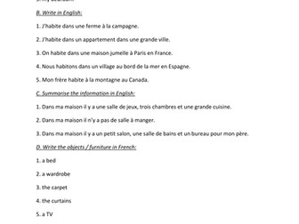 KS3 French my bedroom ma chambre cover pack