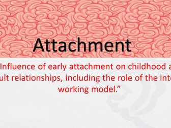 Lesson 10: Influence of Early Attachment on Later Relationships. Attachment (New AQA Specification)