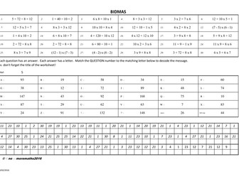 Number: BIDMAS coded message.