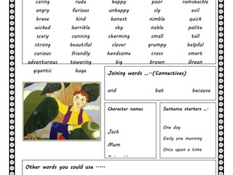 Word bank for Jack and the beanstalk story