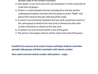 CHEMISTRY "SNAP" GAME - VERY SIMPLE GAME WITH A CHEMISTRY TWIST