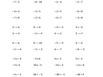 Negative Numbers - All Operations