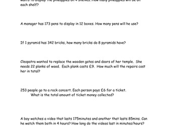 Multiplication and division word problems