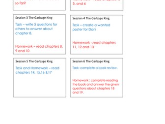 The Garbage King Guided Reading Planning and Task Cards