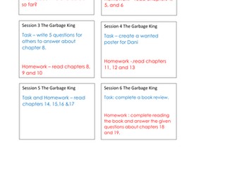 The Garbage King Guided Reading Planning and Task Cards