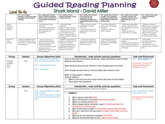 Shark Island Guided Reading Planning