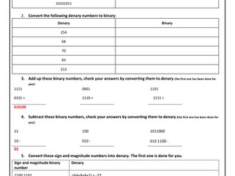 GCSE COMPUTING Data Representation Revision Pack 