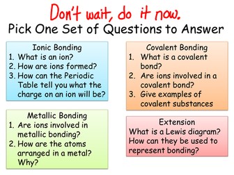 Ionic, Covalent and Metallic Bonding