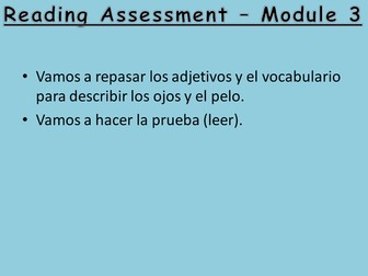 Mira 1 Express Module 3 Assesment: Ojos, pelo y descripciones 