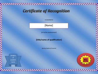 Certificate of recognition