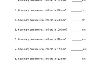 Length conversion mm and cm 