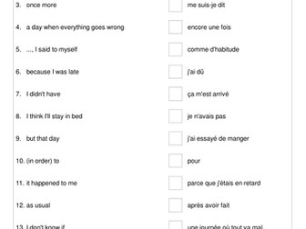 GCSE French writing focus "A bad school day / Une mauvaise journée à l'école"