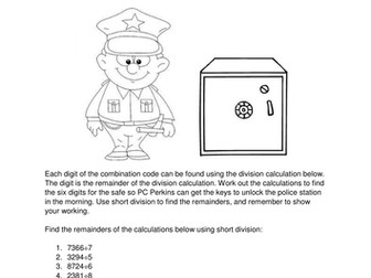 4 Digit Short Division Activity: CRACK THE CODE!