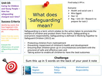 Safeguarding Timeline Task - Health and Social Care