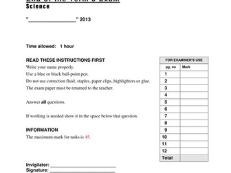KS3_ Science assessment from Atoms,elements, Chemical formula, Light,  Magnet and force