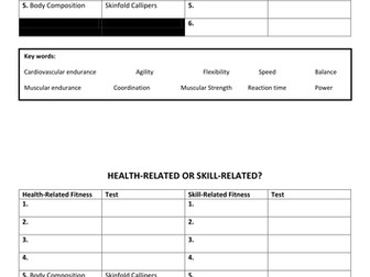 Health-Related or Skill-Related Fitness Starter Activity