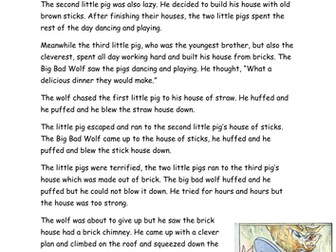 3 Little Pigs Comprehension