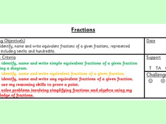 Equivalent fractions and simplifying fractions Yr 5 differentiated 4 levels of challenge 