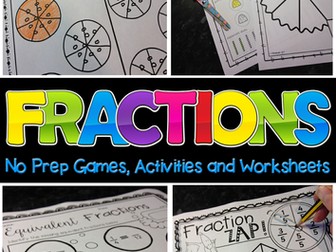 Fractions No Prep Games, Activities and Worksheets
