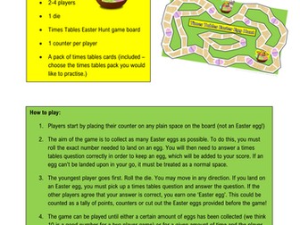 Times Tables Easter Egg Hunt Board Game - Differentiated