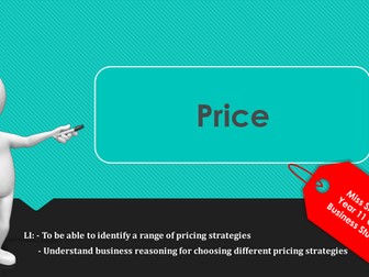 The Marketing Mix : Price Strategies