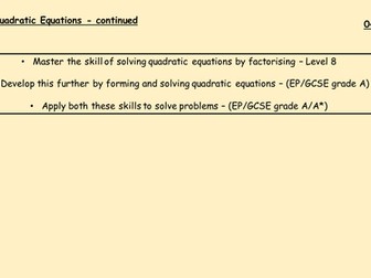Quadratic Equations - Solving and Problem Solving