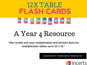 2 - 12 x Times Table Multiplication Flash Cards