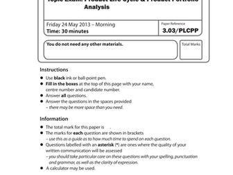 3.03 Product Life Cycle and Boston Matrix  Mock Paper