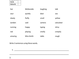 Nouns, Adjectives, Verbs and Adverbs