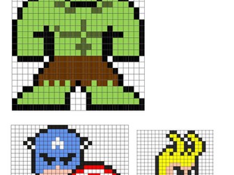 8-bit Superhero and Xmas pics for enlargement