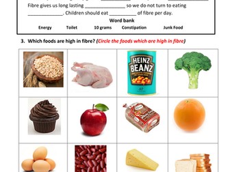 Worksheet on fibre and water