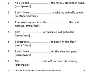 Homophones worksheets