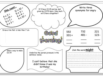 Y2 SATS revision sheets (english, maths and grammar objectives) week 3