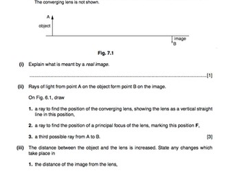 Cambridge iGCSE Physics: LIGHT AND WAVES Extension Exam Questions +MS.