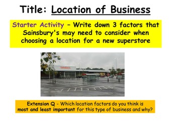 Business Location GCSE Business Studies Lesson