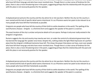 The Emigree by Carol Rumens (AQA GCSE Conflict cluster 2015 new specification)