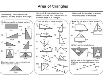 Area of triangles (with answers)