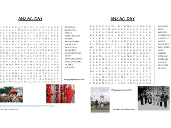 ANZAC DAY - wordsearch