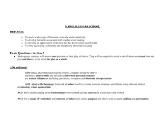 Romeo and Juliet SOW for new 1-9 GCSE English Literature