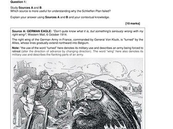 New Specification GCSE AQA Mock examinations World War I Conflict and Tension 1894-1918