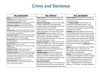 Revision sheet for GCSE Crime and deviance. Includes key terms, sociologists and theories. 