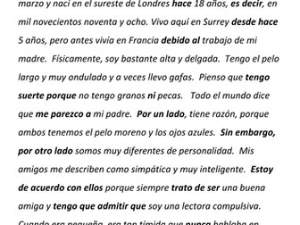 GCSE COMO ERES Talking about myself / about me / describing myself 