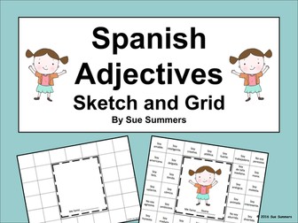 Spanish Adjectives Grid and Sketch 