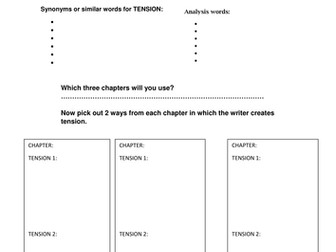 Novel Assessment Framework. Writing scaffold. 'The Giver' focused but adaptable.