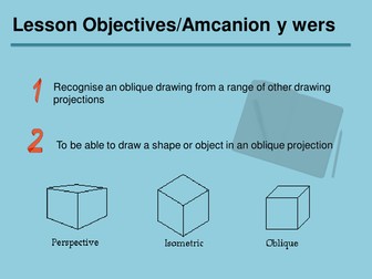 Oblique drawing lesson for KS3 - Design technology - Graphics